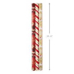 Hallmark Red And Gold 3-Pack Reversible Christmas Wrapping Paper, 120 Sq. Ft. -Lovely Souvenir Store 3Pack Red and Gold Reversible Christmas Wrapping Paper 5JXW1029 03