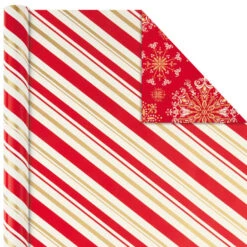 Hallmark Red And Gold 3-Pack Reversible Christmas Wrapping Paper, 120 Sq. Ft. -Lovely Souvenir Store 3Pack Red and Gold Reversible Christmas Wrapping Paper 5JXW1029 05
