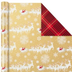 Hallmark Red And Gold 3-Pack Reversible Christmas Wrapping Paper, 120 Sq. Ft. -Lovely Souvenir Store 3Pack Red and Gold Reversible Christmas Wrapping Paper 5JXW1029 06