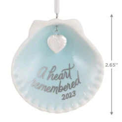 Hallmark A Heart Remembered 2023 Porcelain Ornament 10 Hallmark A Heart Remembered 2023 Porcelain Ornament -Lovely Souvenir Store A Heart Remembered Seashell Keepsake Ornament 1799QHX3037 03