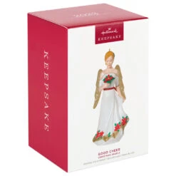 Hallmark Christmas Angels Good Cheer Ornament -Lovely Souvenir Store Angel in Red Flowers Dress Keepsake Ornament 2499QXR8267 04