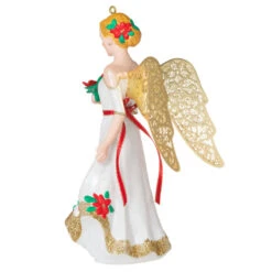Hallmark Christmas Angels Good Cheer Ornament -Lovely Souvenir Store Angel in Red Flowers Dress Keepsake Ornament 2499QXR8267 06