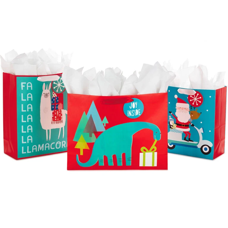 Hallmark 13" And 15.5" Assorted Kids 3-Pack Christmas Gift Bags With Tissue Paper 3 Hallmark 13" And 15.5" Assorted Kids 3-Pack Christmas Gift Bags With Tissue Paper
