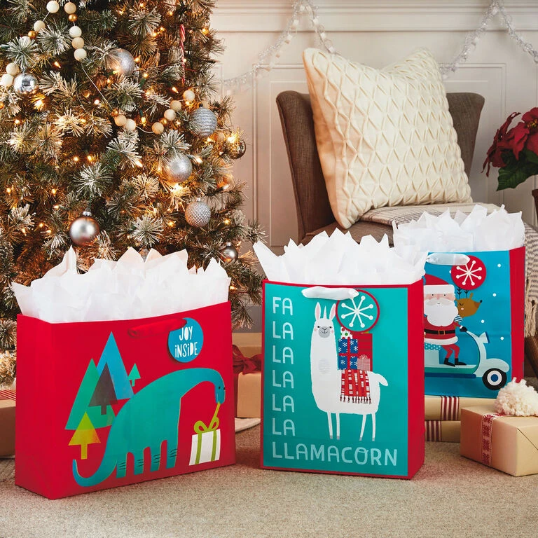 Hallmark 13" And 15.5" Assorted Kids 3-Pack Christmas Gift Bags With Tissue Paper 4 Hallmark 13" And 15.5" Assorted Kids 3-Pack Christmas Gift Bags With Tissue Paper - Image 2