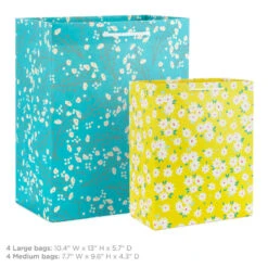 Hallmark Assorted Floral And Solid 8-Pack Medium And Large Gift Bags -Lovely Souvenir Store Assorted Medium and Large Floral Solid Gift Bags 5EGB6639 03