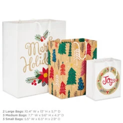 Hallmark Assorted Holiday Merry 8-Pack Small, Medium And Large Christmas Gift Bags -Lovely Souvenir Store Assorted Small Large Holiday Prints Christmas Gift Bags 5XGB1412 03