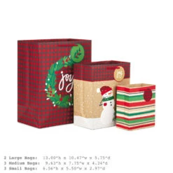 Hallmark Assorted Rustic Designs 8-Pack Small, Medium And Large Christmas Gift Bags -Lovely Souvenir Store Assorted Small Large Rustic Christmas Gift Bags 5XGB4894 03