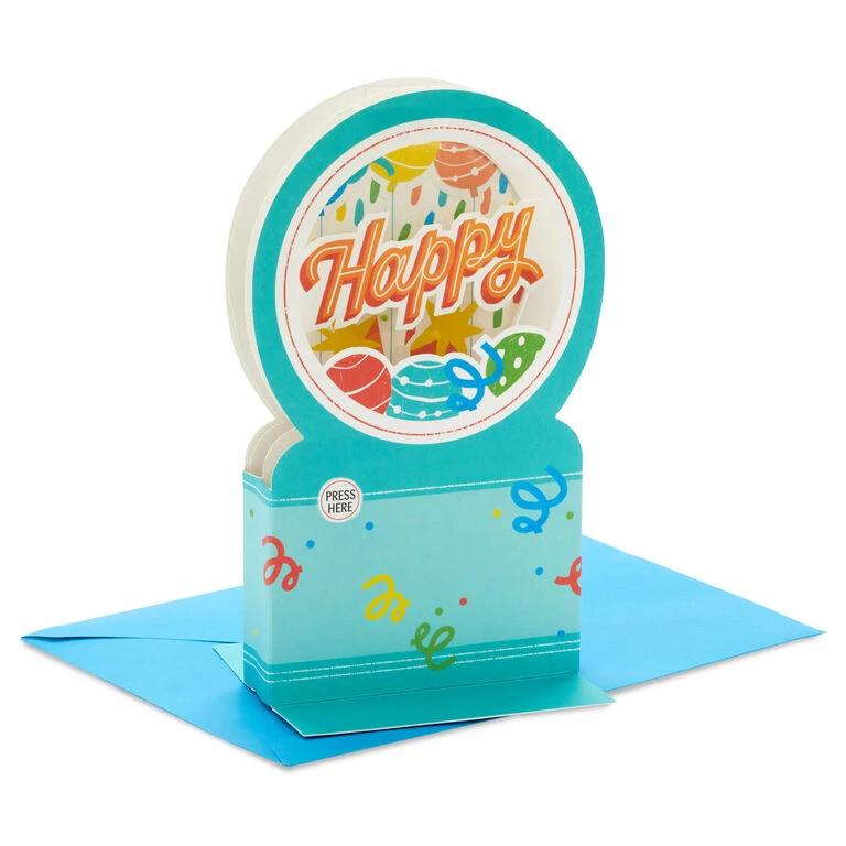 Lovely Souvenir Store -Lovely Souvenir Store Balloons Snow Globe Musical Motion 3DBirthday Card 1299WDR1212 01