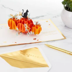 Hallmark Fun And Frightful 3D Pop-Up Halloween Card -Lovely Souvenir Store Black Cat on Pumpkins 3D PopUp Halloween Card 1299IEH1003 08