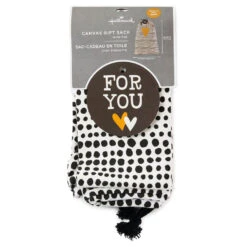 Hallmark 28" Black Dots With Heart Fabric Gift Bag With Tag -Lovely Souvenir Store Black Dots With Heart Fabric Gift Bag With Tag 1499EGB7347 04