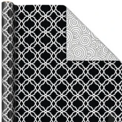 Hallmark Black And White Prints 3-Pack Reversible Wrapping Paper, 75 Sq. Ft. Total -Lovely Souvenir Store Black and White Prints 3Pack Reversible Gift Wrap 5EWR6401 06