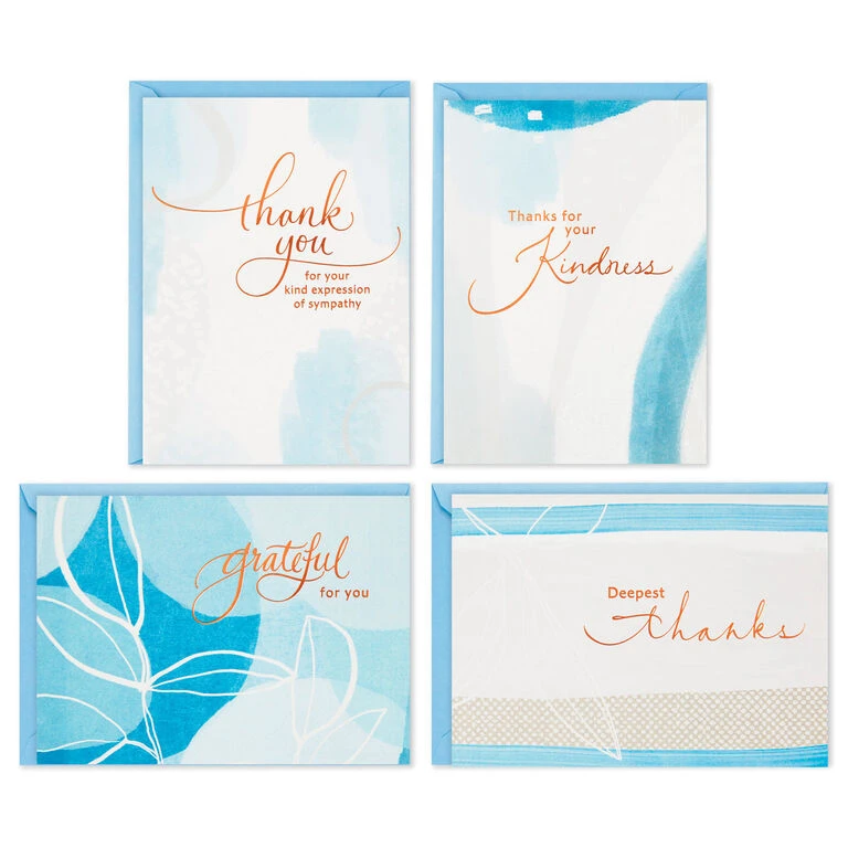 Hallmark Blue Watercolor Assortment Blank Sympathy Thank-You Notes, Pack Of 24 4 Hallmark Blue Watercolor Assortment Blank Sympathy Thank-You Notes, Pack Of 24 - Image 2