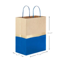 Hallmark 13" Blue And Kraft Paper 6-Pack Gift Bag -Lovely Souvenir Store Blue and Kraft Paper 6Pack Large Gift Bags 5EGB6399 03