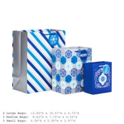 Hallmark Blue And Silver 8-Pack Holiday Gift Bags, Assorted Sizes And Designs 10 Hallmark Blue And Silver 8-Pack Holiday Gift Bags, Assorted Sizes And Designs -Lovely Souvenir Store Blue and Silver Holiday Gift Bags Bulk Pack XGB4895 03