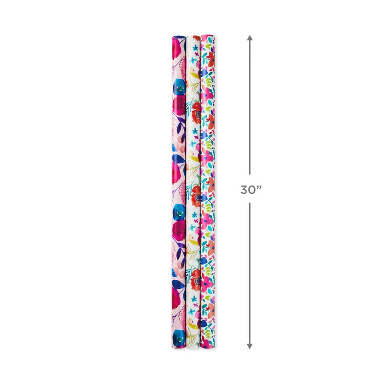 Hallmark Bright Florals 3-Pack Reversible Wrapping Paper, 120 Sq. Ft. Total 5 Hallmark Bright Florals 3-Pack Reversible Wrapping Paper, 120 Sq. Ft. Total - Image 3