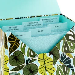 Hallmark Premium Assorted Handmade All-Occasion Cards In Leaf Print Organizer, Box Of 24 -Lovely Souvenir Store Bulk Handmade AllOccasion Cards in Storage Box 5EDX1107 09