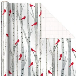 Hallmark Winter Wonder 3-Pack Christmas Wrapping Paper Assortment, 120 Sq. Ft. -Lovely Souvenir Store Cardinals Snowflakes and Village Gift Wrap Pack 5JXW1075 05