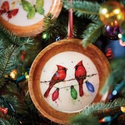 Cardinals On Light String Wood Ornament -Lovely Souvenir Store Cardinals on Light String Wooden Ornament 2020230122 03