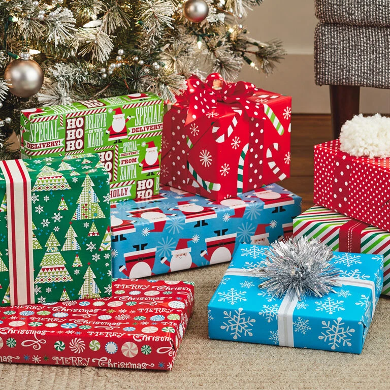 Hallmark Christmas Cheer 4-Pack Reversible Wrapping Paper Assortment, 150 Sq. Ft. 4 Hallmark Christmas Cheer 4-Pack Reversible Wrapping Paper Assortment, 150 Sq. Ft. - Image 2