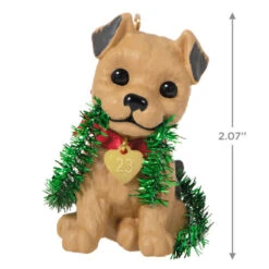 Hallmark Puppy Love Terrier 2023 Ornament -Lovely Souvenir Store Dog With Tinsel Keepsake Ornament 1599QXR8177 03