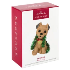 Hallmark Puppy Love Terrier 2023 Ornament -Lovely Souvenir Store Dog With Tinsel Keepsake Ornament 1599QXR8177 04