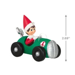Hallmark The Elf On The Shelf® Race To The Finish Scout Elf™ Ornament -Lovely Souvenir Store Elf on the Shelf in Race Car Keepsake Ornament 1799QXI7357 03