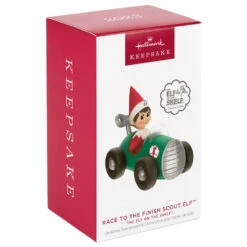 Hallmark The Elf On The Shelf® Race To The Finish Scout Elf™ Ornament -Lovely Souvenir Store Elf on the Shelf in Race Car Keepsake Ornament 1799QXI7357 04
