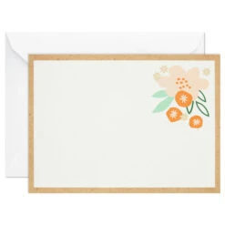 Hallmark Ivory Floral Flat Note Cards In Caddy, Box Of 40 -Lovely Souvenir Store Floral SinglePanel Note Cards With Caddy 3CNT5048 04