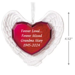 Hallmark Forever Loved Memorial Heart And Angel Wings Text Personalized Ornament -Lovely Souvenir Store Forever Loved Memorial Heart and Angel Wings Personalized Keepsake Ornament 2499QHE2119B1 03