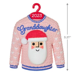 Hallmark Granddaughter Christmas Sweater 2023 Ornament -Lovely Souvenir Store Granddaughter Santa Sweater 2023 Keepsake Ornament 1399QGO2549 03