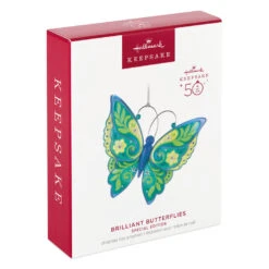 Hallmark Brilliant Butterflies Special Edition Ornament -Lovely Souvenir Store Green and Blue Butterfly Keepsake Ornament 1999QGO2799 04
