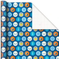 Hallmark Blue Hanukkah Designs 3-Pack Wrapping Paper Assortment, 120 Sq. Ft. -Lovely Souvenir Store Hanukkah Designs Wrapping Paper Assortment 5JXW1257 04