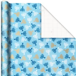 Hallmark Blue Hanukkah Designs 3-Pack Wrapping Paper Assortment, 120 Sq. Ft. -Lovely Souvenir Store Hanukkah Designs Wrapping Paper Assortment 5JXW1257 05