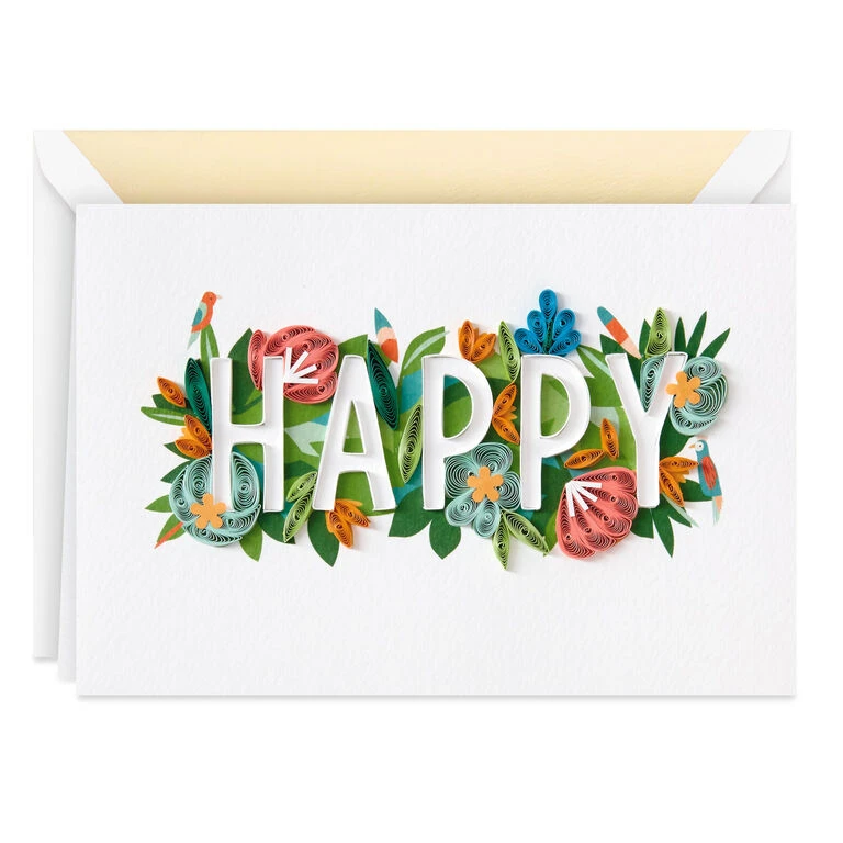 Hallmark Floral Happy Quilled Paper Handmade Birthday Card 3 Hallmark Floral Happy Quilled Paper Handmade Birthday Card