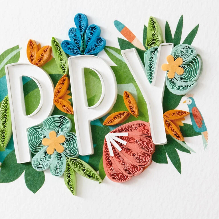 Hallmark Floral Happy Quilled Paper Handmade Birthday Card 6 Hallmark Floral Happy Quilled Paper Handmade Birthday Card - Image 4