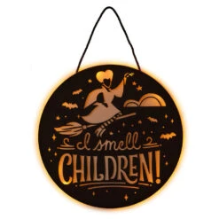 Hallmark Disney Hocus Pocus I Smell Children Porch Decor With Light -Lovely Souvenir Store Hocus Pocus LightUp Metal Door Sign 1HGN1526 03