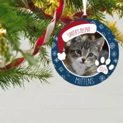Hallmark Holiday Pet Personalized Text And Photo Ceramic Ornament -Lovely Souvenir Store Holiday Pet Personalized Round Christmas Ornament 1999QHE1711B21 02