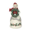 Enesco Jim Shore Highland Glen Snowman Holding Wreath Figurine, 6.69"