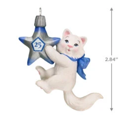 Hallmark Mischievous Kittens Special Edition 25th Anniversary Ornament -Lovely Souvenir Store Kitten With 25th Star Keepsake Ornament 1799QXE3327 03