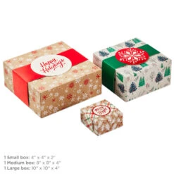 Hallmark Merry And Bright 3-Pack Christmas Gift Boxes, Assorted Sizes And Designs -Lovely Souvenir Store Merry and Bright Assorted Christmas Gift Boxes 5XBC1129 03