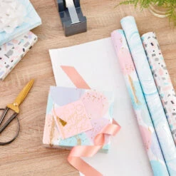 Hallmark Modern Muted 3-Pack Wrapping Paper, 55 Sq. Ft. Total -Lovely Souvenir Store Modern Muted 3Pack Wrapping Paper Rolls 5EWR6369 03