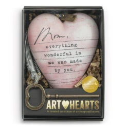 Demdaco Mom Dear You Art Heart Sculpture, 3.5" -Lovely Souvenir Store Mom Dear You Art Heart Sculpture With Tassel and Key 1008000003 03