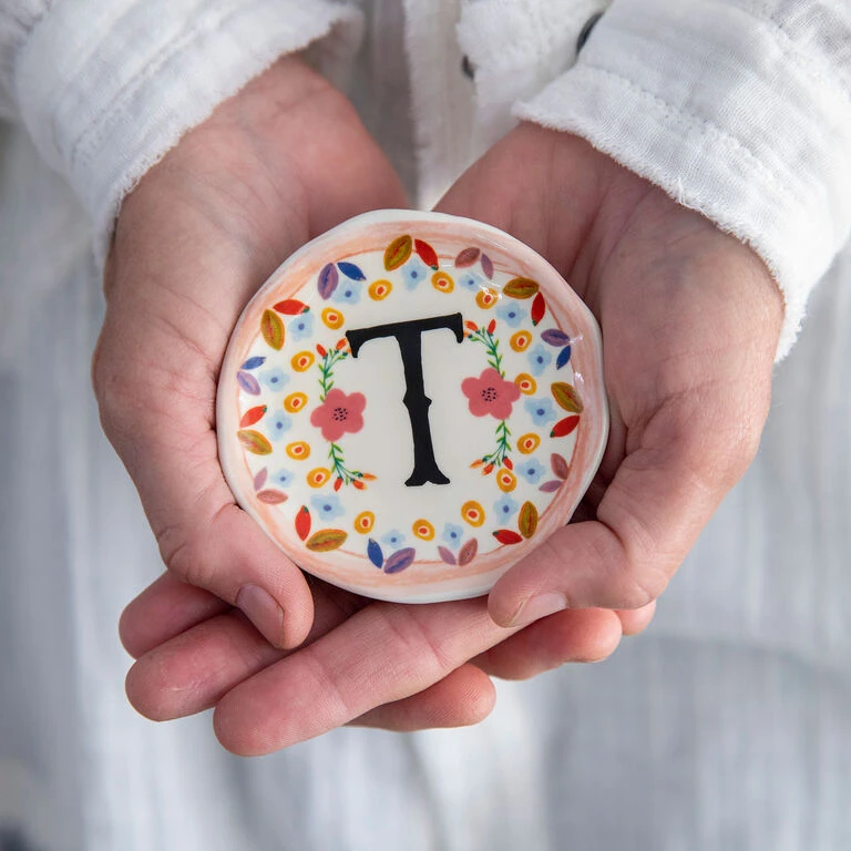 Natural Life Initial Trinket Dish, T 4 Natural Life Initial Trinket Dish, T - Image 2