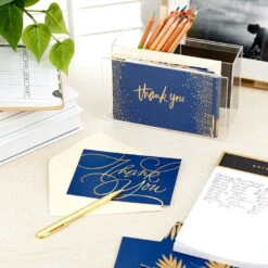 Hallmark Bulk Navy And Gold Assorted Blank Thank-You Notes, Box Of 120 -Lovely Souvenir Store Navy and Gold Assorted Blank ThankYou Notes Bulk Pack 5STZ1064 07