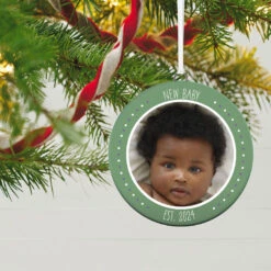 Hallmark New Baby Personalized Text And Photo Ceramic Ornament 6 Hallmark New Baby Personalized Text And Photo Ceramic Ornament -Lovely Souvenir Store New Baby Personalized Round Ceramic Ornament 1999QHE1711B31 02