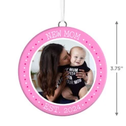 Hallmark New Mom Personalized Text And Photo Ceramic Ornament -Lovely Souvenir Store New Mom Personalized Round Ceramic Ornament 1999QHE1711B27 03