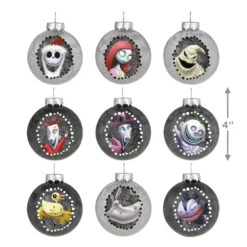 Hallmark Disney Tim Burton's The Nightmare Before Christmas Halloween Town Glass Ornaments, Set Of 9 -Lovely Souvenir Store Nightmare Before Christmas Glass Ball Keepsake Ornaments 2999QSB6289 03