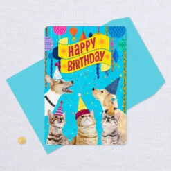 Hallmark 16" Party Cats And Dogs Jumbo Birthday Card From All -Lovely Souvenir Store Party Cats Dogs Birthday Card From Us 1299CBG3004 05