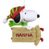 Hallmark Peanuts® Sledding With Snoopy Personalized Ornament -Lovely Souvenir Store Peanuts Snoopy With Sled Personalized Keepsake Ornament 2499QHE2002B1 01