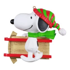 Hallmark Peanuts® Sledding With Snoopy Personalized Ornament -Lovely Souvenir Store Peanuts Snoopy With Sled Personalized Keepsake Ornament 2499QHE2002B1 06